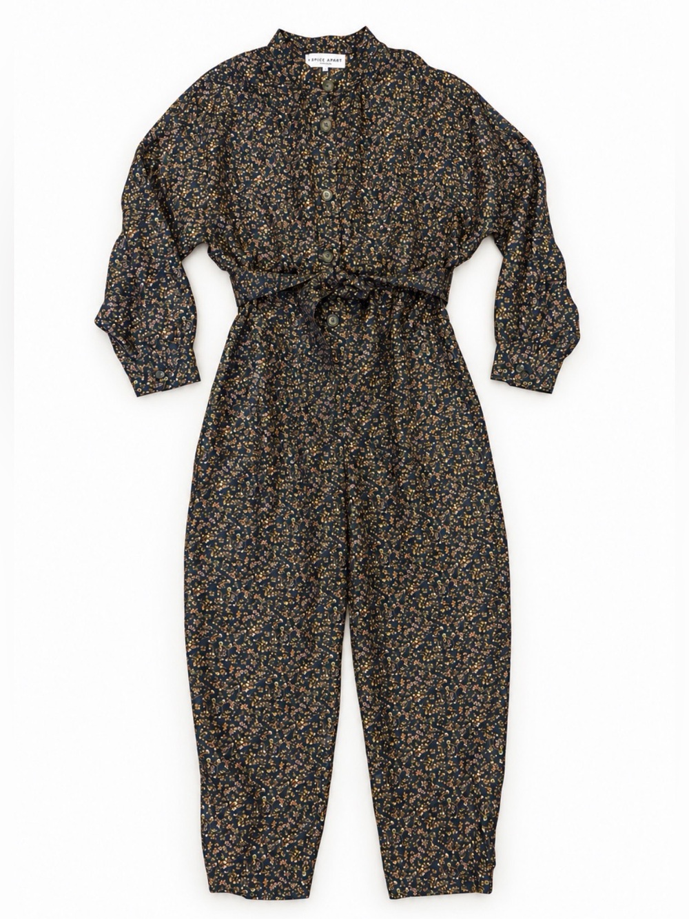 Apiece Apart Black Floral Button-Front Jumpsuit